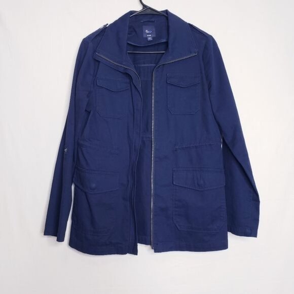 Gap Navy Blue Convertible Sleeve Cotton Utility Field Jacket Women's Size Small - Picture 7 of 13